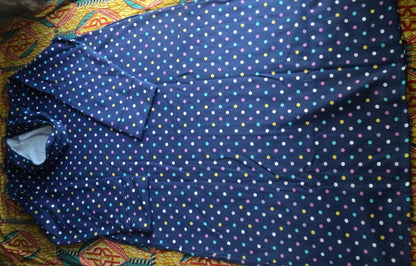 Dreams & Co. Plus Size Evening Blue Multi Dot Long Fleece Hoodie Robe Size 3X