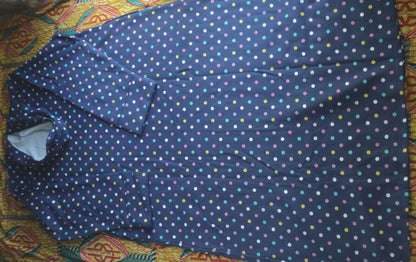 Dreams & Co. Plus Size Evening Blue Multi Dot Long Fleece Hoodie Robe Size 3X