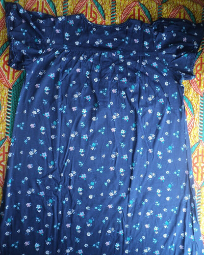 Dreams & Co. Plus Size Evening Blue Long Cotton Knit Nightgown Size 3X(30/32)