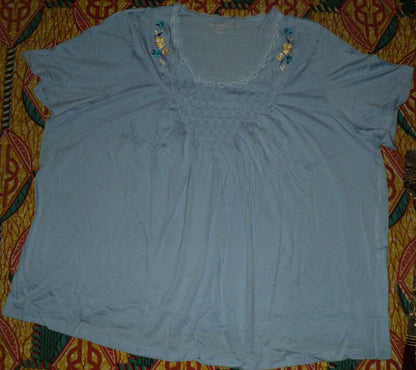 Only Necessities Plus Size Sky Blue Tulip Smocked Capri Pajamas Set Size 1X