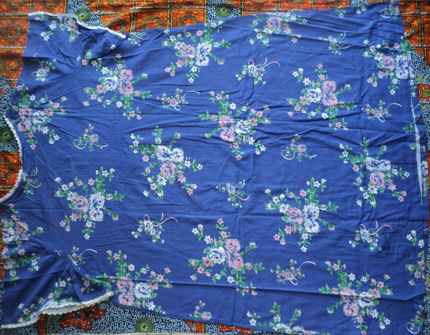 Only Necessities Plus Size Periwinkle Floral Short Pintuck Knit Nightgown Sz 5X