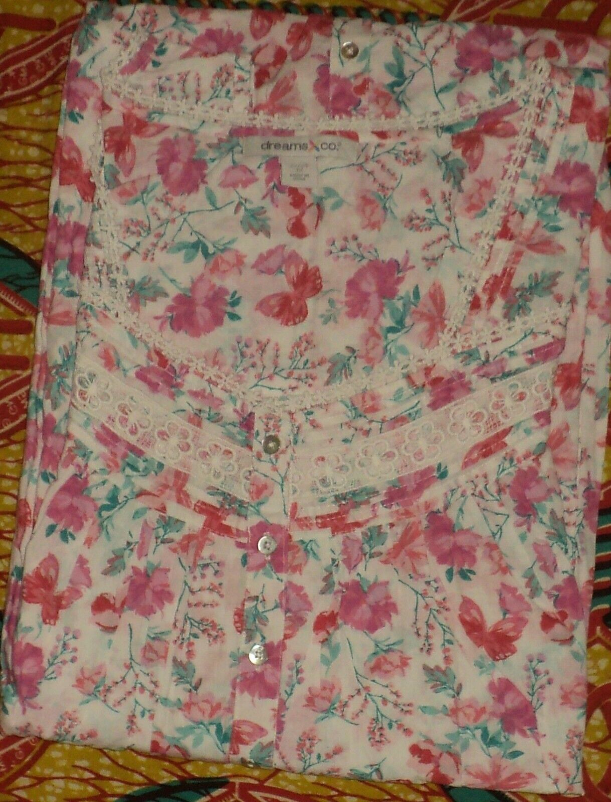 Dreams & Co. Plus Size White Wildflowers Long Sleeveless Floral Nightgown Sz 1X