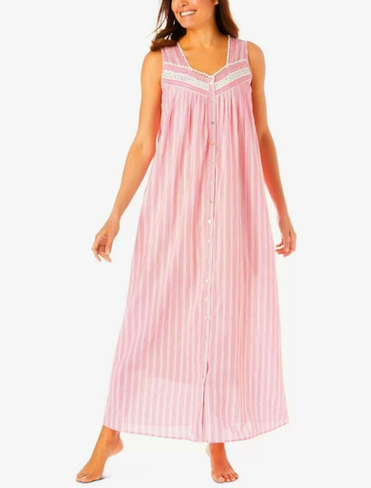 Dreams & Co. Plus Size Peony Petal Stripe Long Sleeveless Nightgown Size 4X