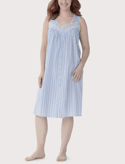 Dreams & Co. Plus Size French Blue Stripe Short Sleeveless Nightgown Size 3X