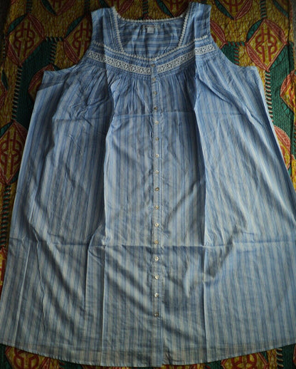 Dreams & Co. Plus Size French Blue Stripe Short Sleeveless Nightgown Size 3X