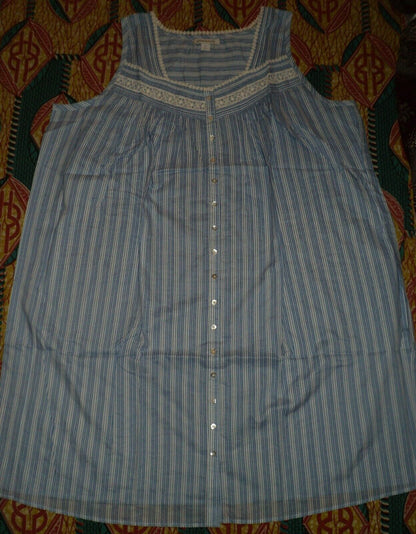 Dreams & Co. Plus Size French Blue Stripe Short Sleeveless Nightgown Size 3X