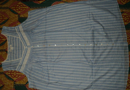 Dreams & Co. Plus Size French Blue Stripe Short Sleeveless Nightgown Size 3X