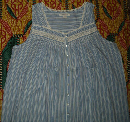 Dreams & Co. Plus Size French Blue Stripe Short Sleeveless Nightgown Size 3X