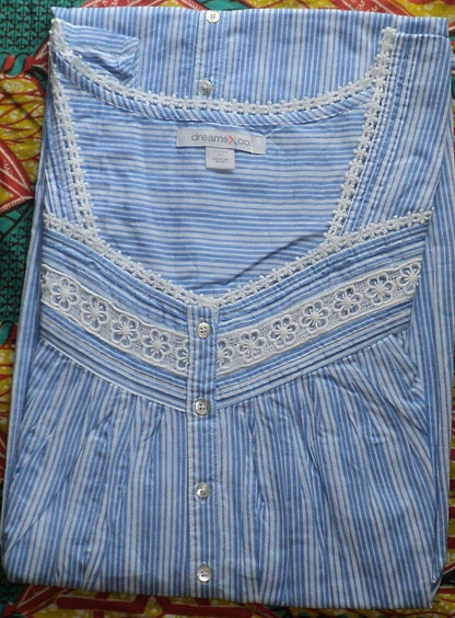 Dreams & Co. Plus Size French Blue Stripe Short Sleeveless Nightgown Size 3X