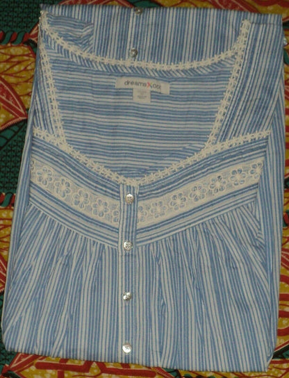 Dreams & Co. Plus Size French Blue Stripe Short Sleeveless Nightgown Size 3X