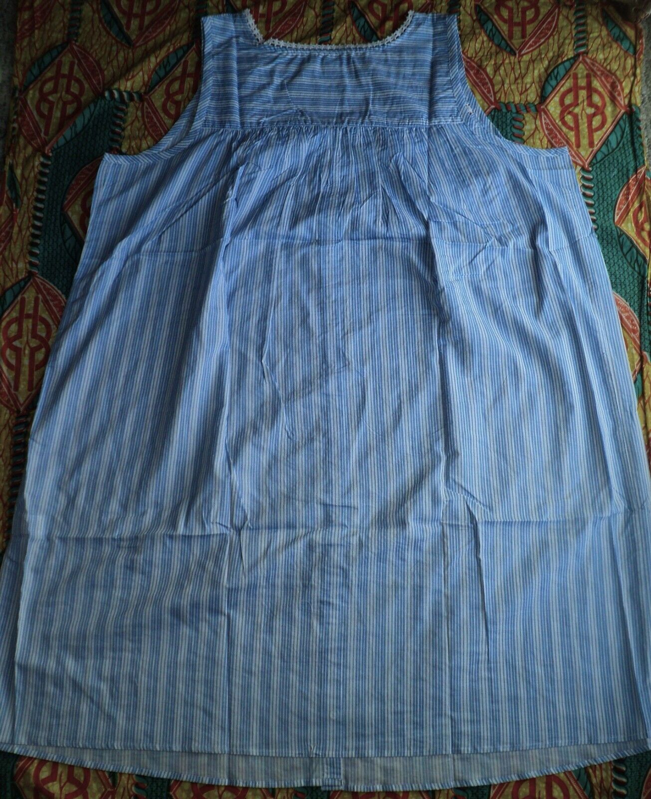 Dreams & Co. Plus Size French Blue Stripe Short Sleeveless Nightgown Size 3X