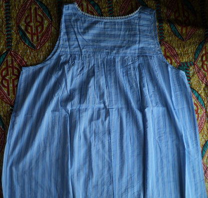 Dreams & Co. Plus Size French Blue Stripe Short Sleeveless Nightgown Size 3X