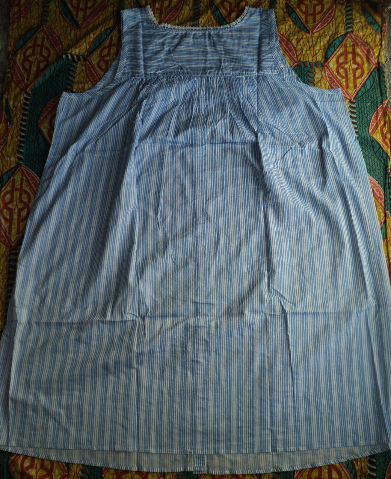 Dreams & Co. Plus Size French Blue Stripe Short Sleeveless Nightgown Size 3X