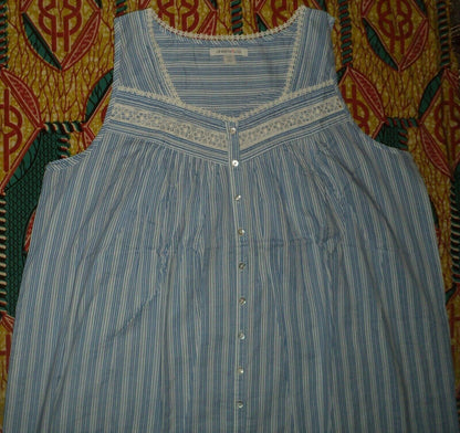 Dreams & Co. Plus Size French Blue Stripe Short Sleeveless Nightgown Size 5X