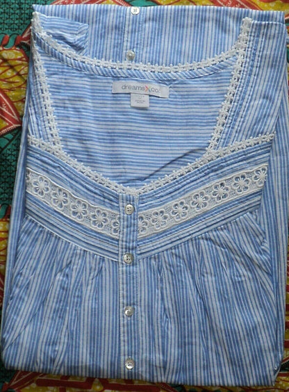 Dreams & Co. Plus Size French Blue Stripe Short Sleeveless Nightgown Size 5X