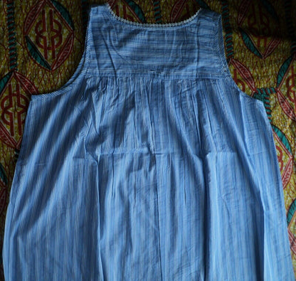 Dreams & Co. Plus Size French Blue Stripe Short Sleeveless Nightgown Size 5X