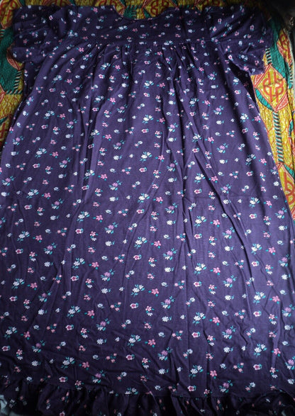 Dreams & Co. Plus Size Rich Violet Florals Long Cotton Knit Nightgown Size 2X