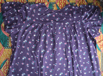 Dreams & Co. Plus Size Rich Violet Florals Long Cotton Knit Nightgown Size 2X