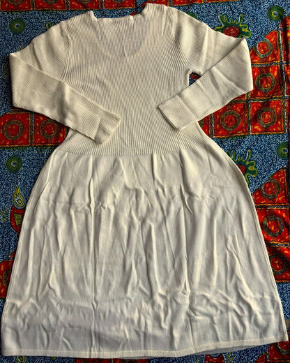 Jessica London Plus Size Ivory Cotton Ribbed Sweater Dress Size 18/20