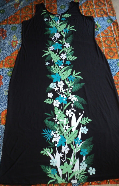 Jessica London Plus Size Kelly Green Tropical Sleeveless Knit Maxi Dress Sz 30W