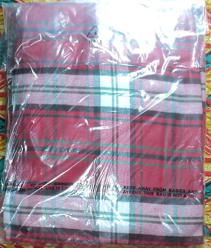 Dreams & Co Plus Size Classic Red Plaid Embroidered Cotton Flannel Lounger Sz 1X