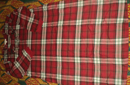 Dreams & Co Plus Size Classic Red Plaid Embroidered Cotton Flannel Lounger Sz 1X