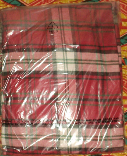Dreams & Co Plus Size Classic Red Plaid Embroidered Cotton Flannel Lounger Sz 1X