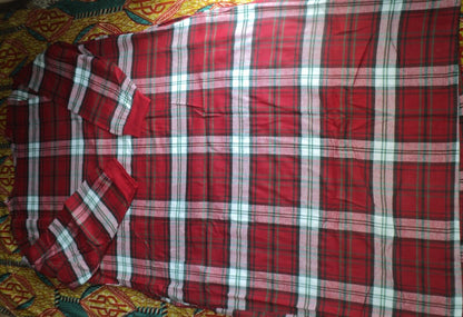 Dreams & Co Plus Size Classic Red Plaid Embroidered Cotton Flannel Lounger Sz 1X
