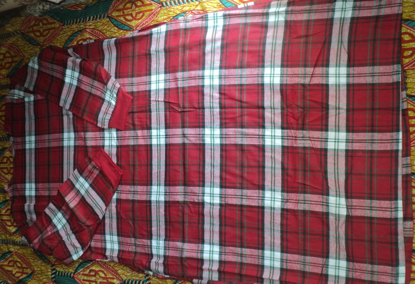 Dreams & Co Plus Size Classic Red Plaid Embroidered Cotton Flannel Lounger Sz 1X