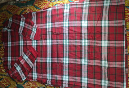 Dreams & Co Plus Size Classic Red Plaid Embroidered Cotton Flannel Lounger Sz 1X