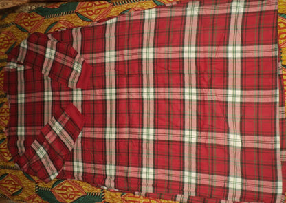 Dreams & Co Plus Size Classic Red Plaid Embroidered Cotton Flannel Lounger Sz 1X