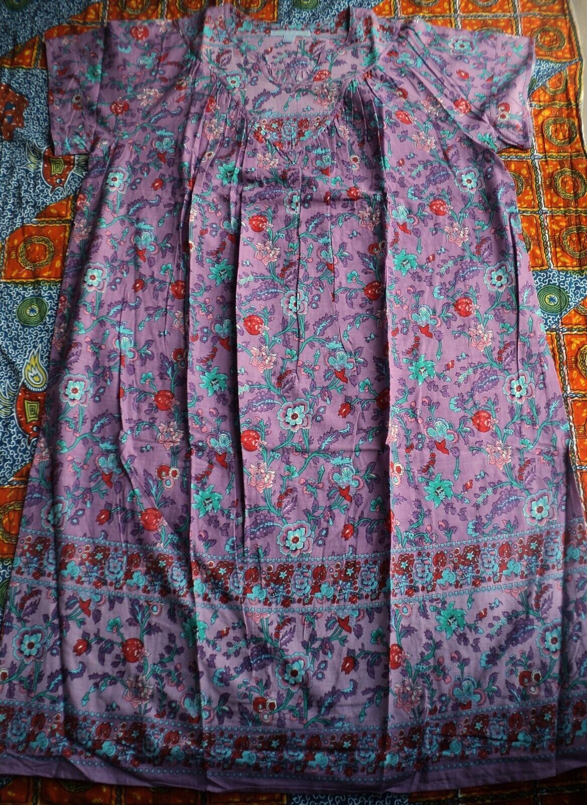 Only Necessities Plus Size Purple Floral Notch Neck Lounger Size 1X(22/24)