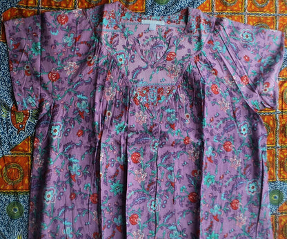 Only Necessities Plus Size Purple Floral Notch Neck Lounger Size 1X(22/24)