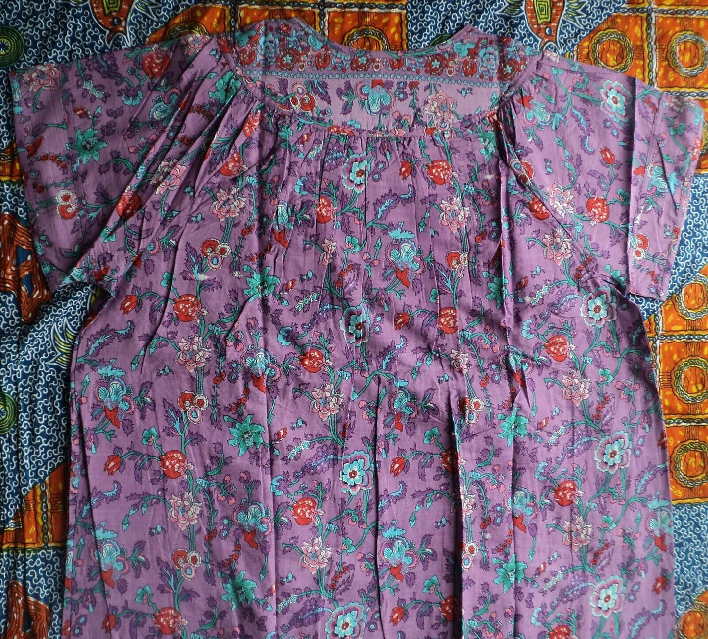 Only Necessities Plus Size Purple Floral Notch Neck Lounger Size 1X(22/24)