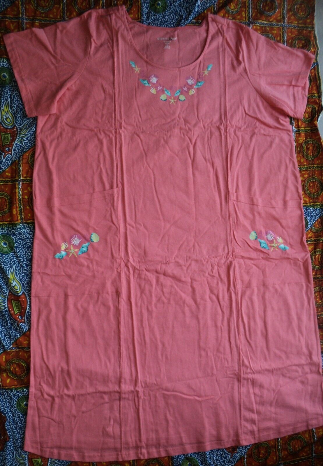 Dreams & Co. Plus Size Sweet Coral Short Sleeves Sleep Shirt Tee Size 1X(22/24)