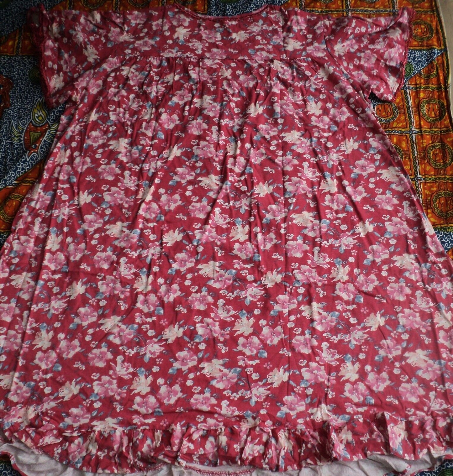 Dreams & Co. Plus Size Strawberry Roses Short Cotton Knit Nightgown Sz 2X-26/28