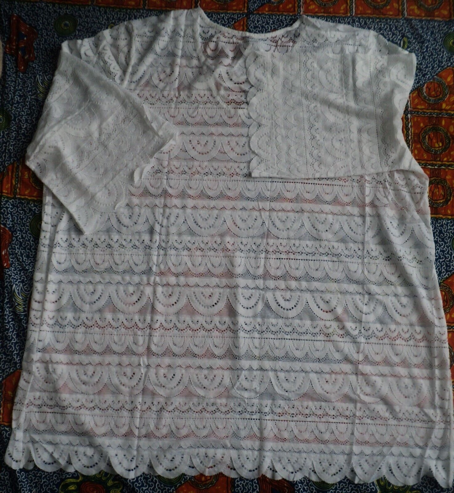 Swimsuits for all Plus Size White Scallop Lace Cover Up Size 26/28