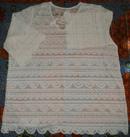 Swimsuits for all Plus Size White Scallop Lace Cover Up Size 26/28