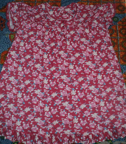 Dreams & Co. Plus Size Strawberry Roses Short Cotton Knit Nightgown Sz 1X-22/24