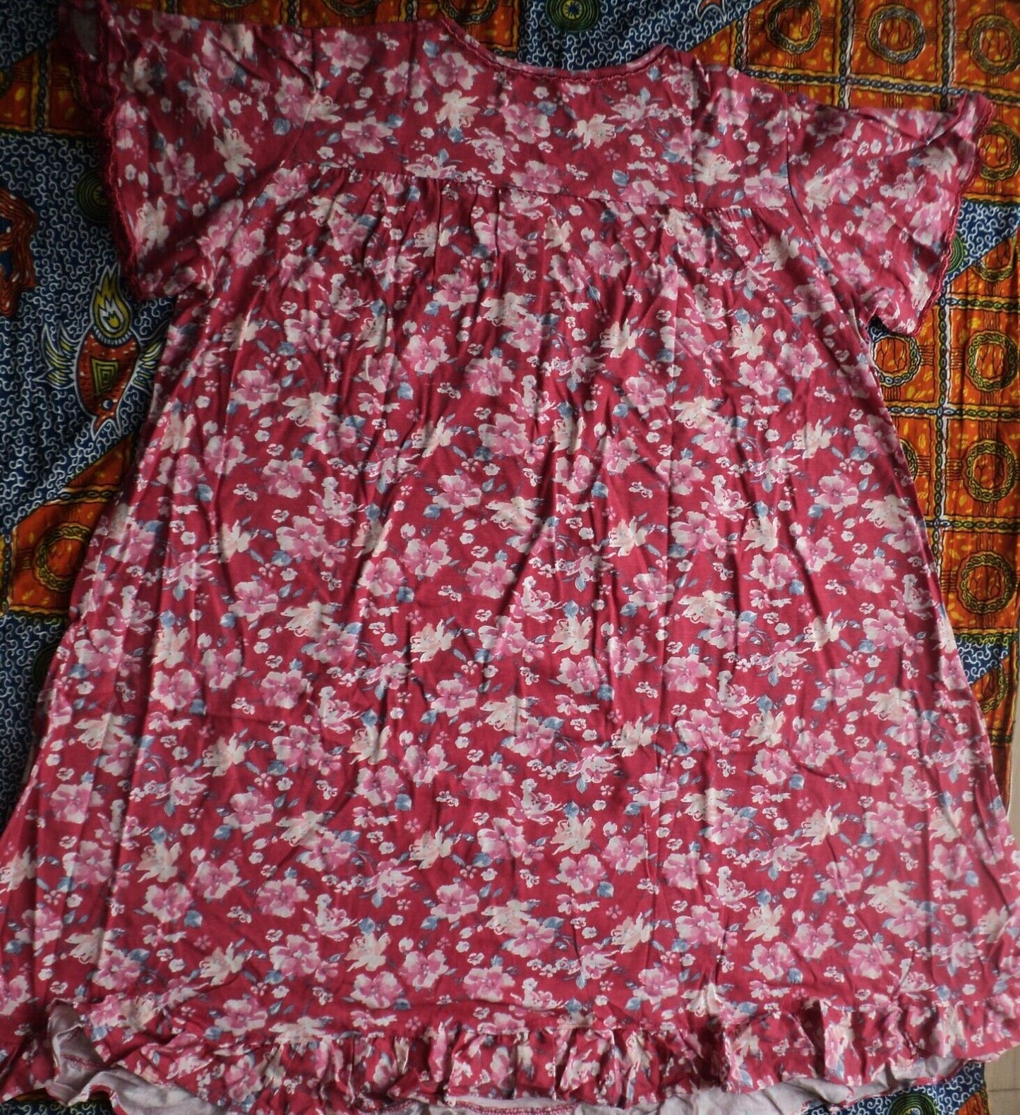 Dreams & Co. Plus Size Strawberry Roses Short Cotton Knit Nightgown Sz 1X-22/24