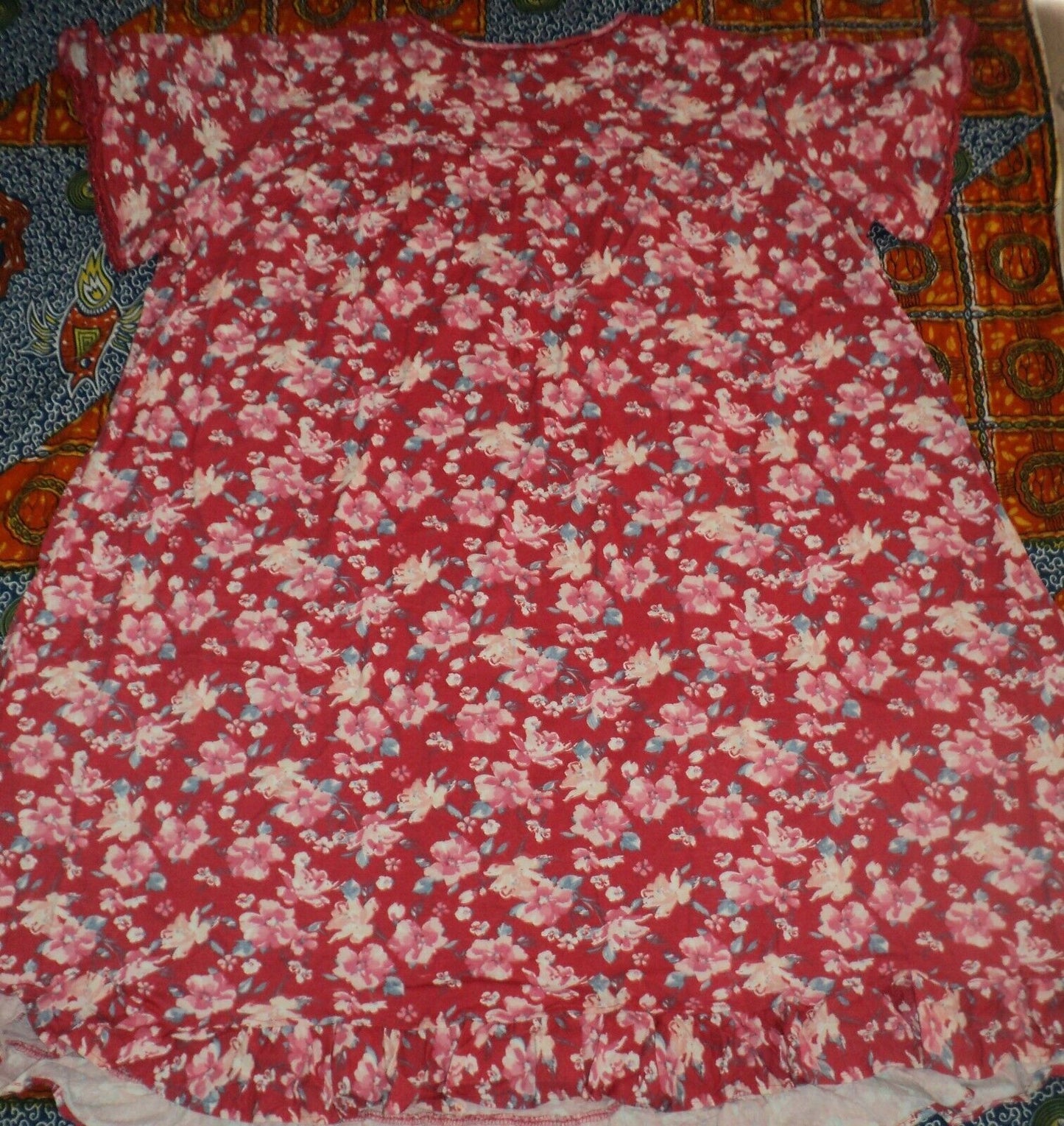 Dreams & Co. Plus Size Strawberry Roses Short Cotton Knit Nightgown Sz 1X-22/24