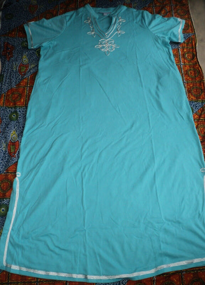 Only Necessities Plus Size Caribbean Blue Embellished Knit Lounger Size 3X-30/32