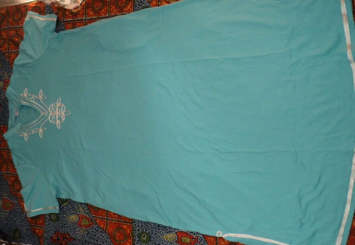 Only Necessities Plus Size Caribbean Blue Embellished Knit Lounger Size 3X-30/32