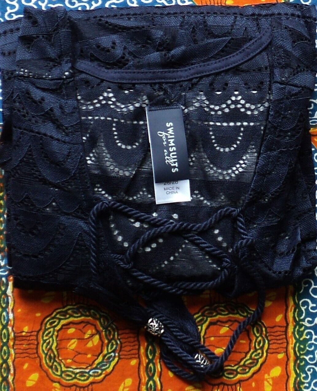 Swimsuits for all Plus Size Navy Scallop Lace Cover Up Size 22/24