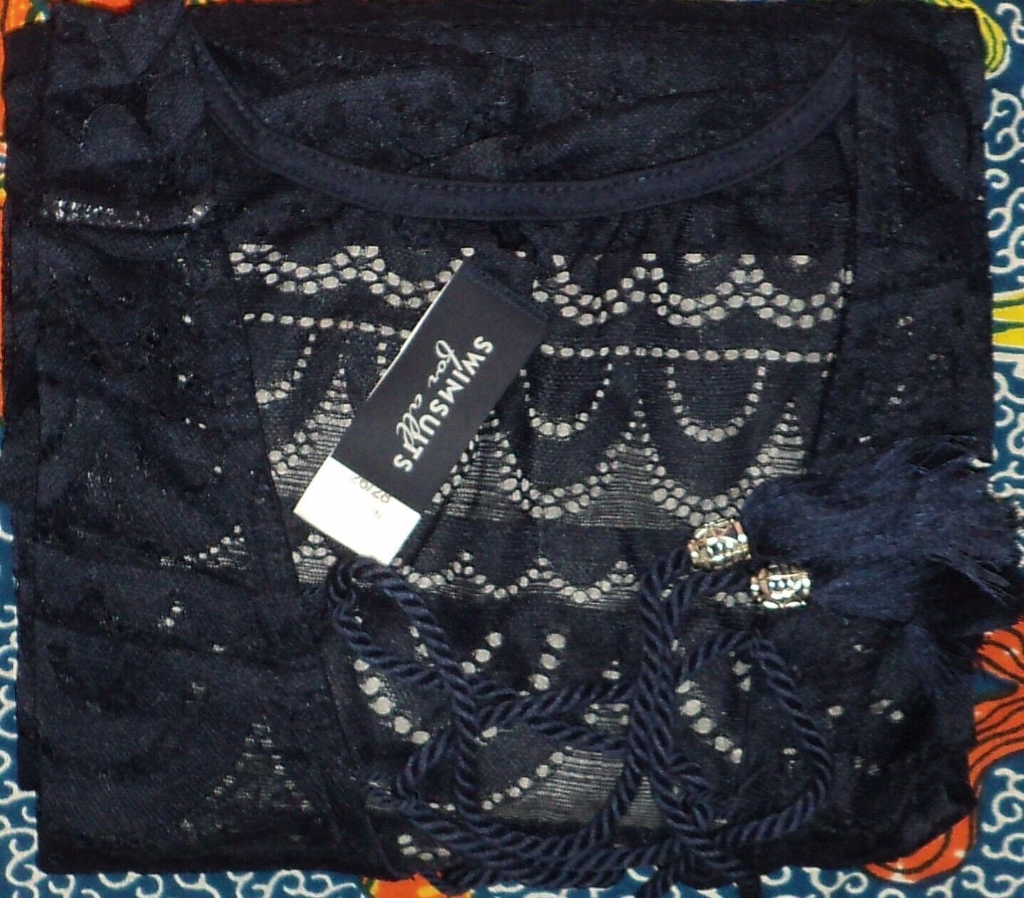 Swimsuits for all Plus Size Navy Scallop Lace Cover Up Size 22/24