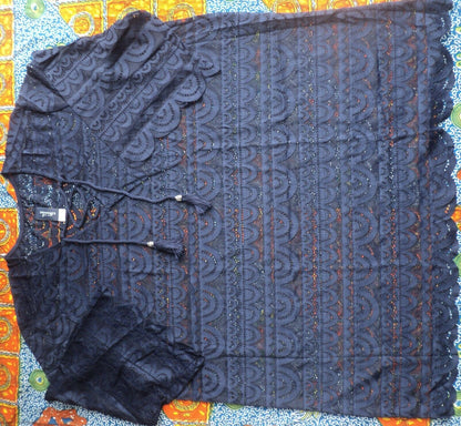 Swimsuits for all Plus Size Navy Scallop Lace Cover Up Size 22/24