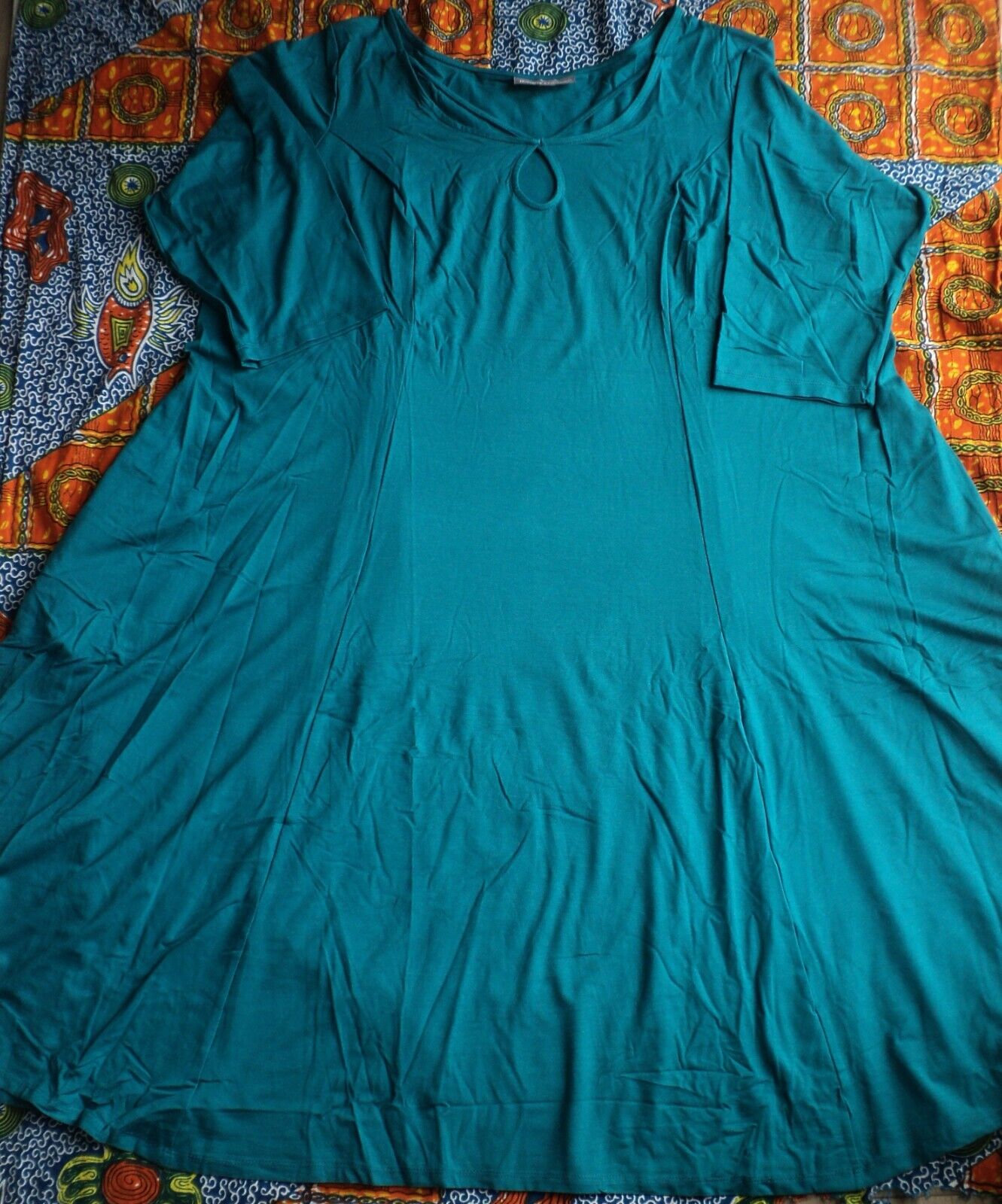 Jessica London Plus Size Deep Teal 3/4 sleeves Twisted Keyhole Dress Size 18W