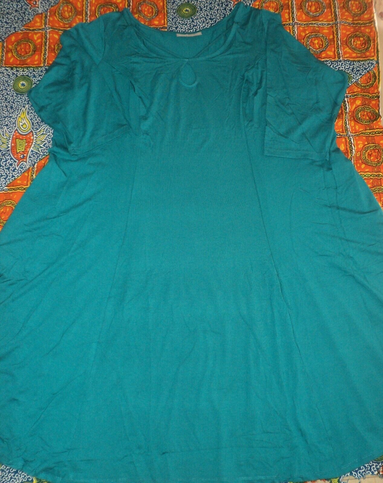 Jessica London Plus Size Deep Teal 3/4 sleeves Twisted Keyhole Dress Size 18W