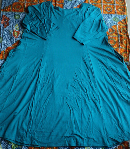 Jessica London Plus Size Deep Teal 3/4 sleeves Twisted Keyhole Dress Size 18W