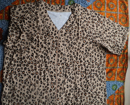 Dreams & Co. Plus Size Classic Leopard Short Sleeves Long Zip-Front Robe Size 3X